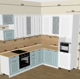 Кухонный гарнитур Ницца Белый/Голубой