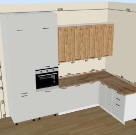 Кухонный гарнитур Флэт Wotan Oak 2S/Cashmere In 2S