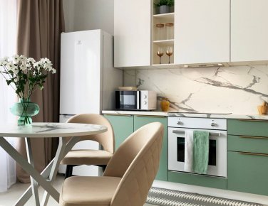 Кухня Фьюжн Silky White/Silky Mint