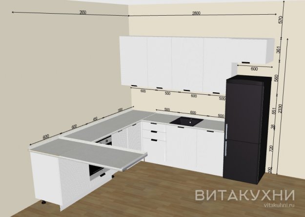 Кухня Евро Лайн Белый 01