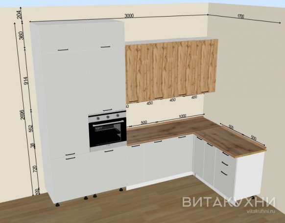 Кухня Флэт Wotan Oak 2S/Cashmere In 2S