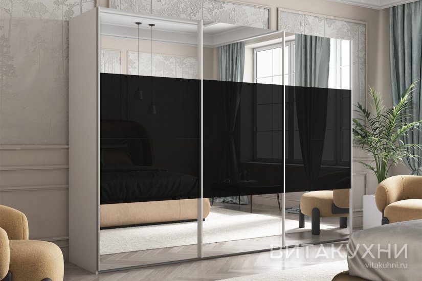 Шкаф-купе Comet черное стекло